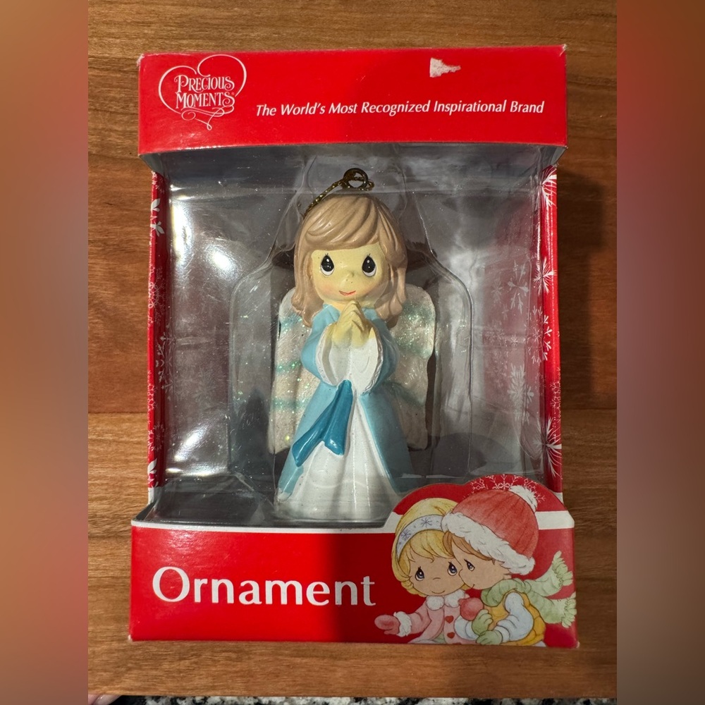 Precious Moments‎ Praying Angel Ornament - Blue and White